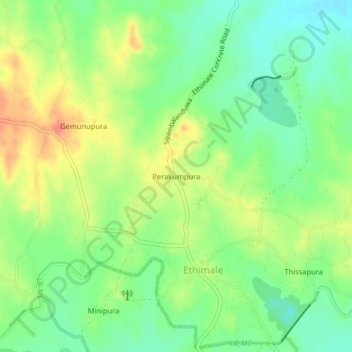 Perakumpura topographic map, elevation, terrain