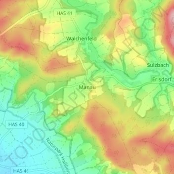Manau topographic map, elevation, terrain