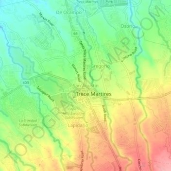 San Agustin topographic map, elevation, terrain