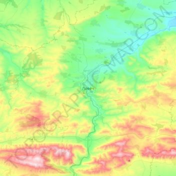 Lovech topographic map, elevation, terrain