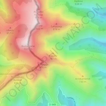 Aiguille topographic map, elevation, terrain