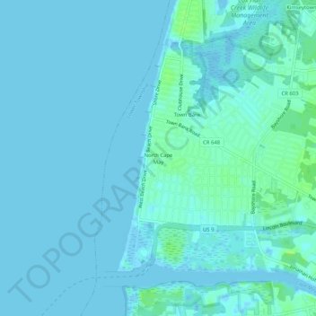 North Cape May topographic map, elevation, terrain