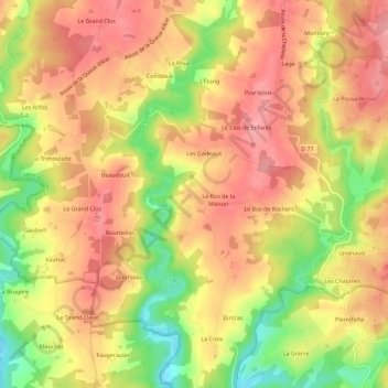 Les Pouyouleix topographic map, elevation, terrain