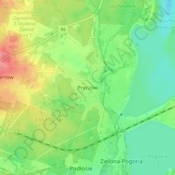 Preczów topographic map, elevation, terrain