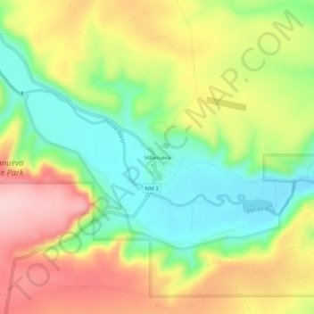 Villanueva topographic map, elevation, terrain