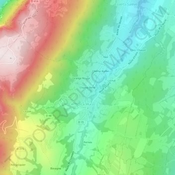Champ Bénit topographic map, elevation, terrain