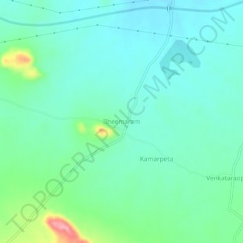 Bheemaram topographic map, elevation, terrain