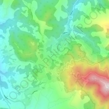Rudnik topographic map, elevation, terrain