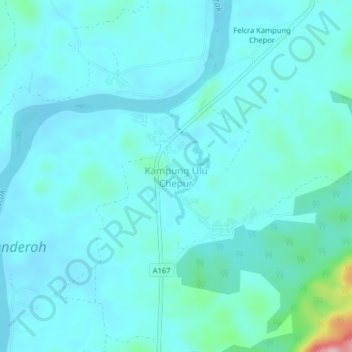 Kampung Ulu Chepur topographic map, elevation, terrain