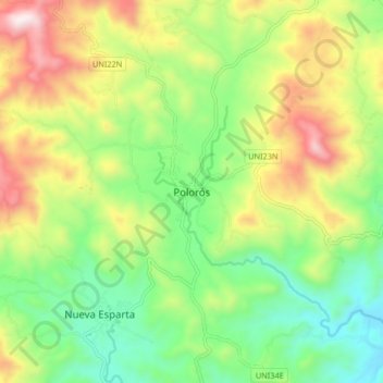 Poloros topographic map, elevation, terrain