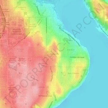 Kenilworth topographic map, elevation, terrain