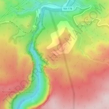 Las Trancas topographic map, elevation, terrain