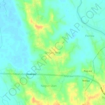 Sinilian First topographic map, elevation, terrain