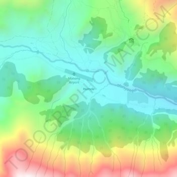 Humde topographic map, elevation, terrain
