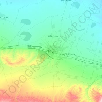 Shawan topographic map, elevation, terrain