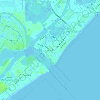 Surfside topographic map, elevation, terrain
