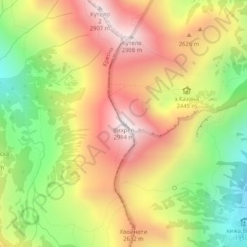Vihren topographic map, elevation, terrain