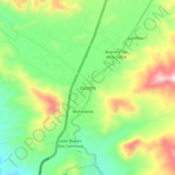 Ocotito topographic map, elevation, terrain