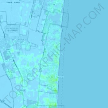 Lido di Pomposa topographic map, elevation, terrain