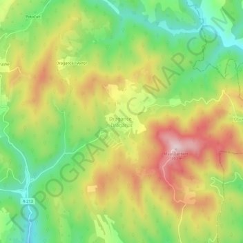 Dragancë - Draganac topographic map, elevation, terrain