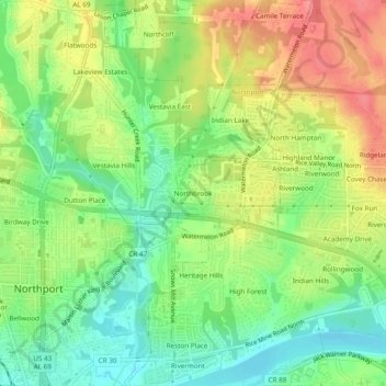 Northbrook topographic map, elevation, terrain