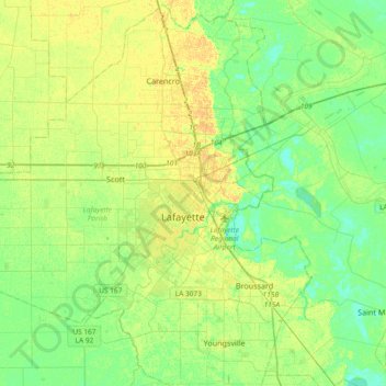 Lafayette topographic map, elevation, terrain