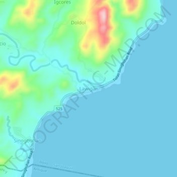 Lawigan topographic map, elevation, terrain