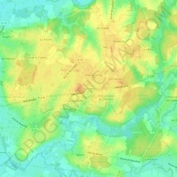 Les Grillots topographic map, elevation, terrain