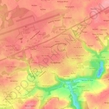 Kercoco topographic map, elevation, terrain