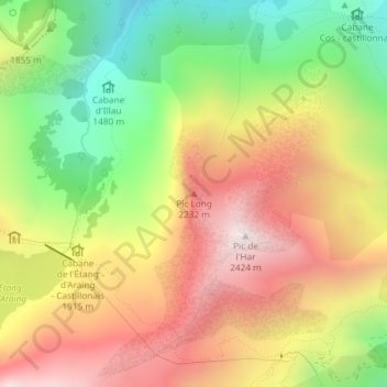 Pic Long topographic map, elevation, terrain