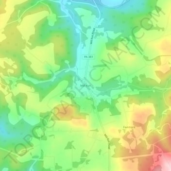 Mill Run topographic map, elevation, terrain