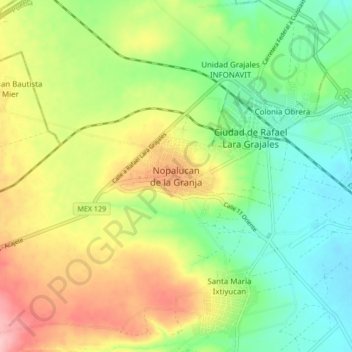 Nopalucan de la Granja topographic map, elevation, terrain
