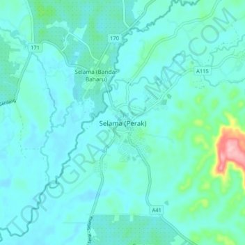 Selama (Perak) topographic map, elevation, terrain