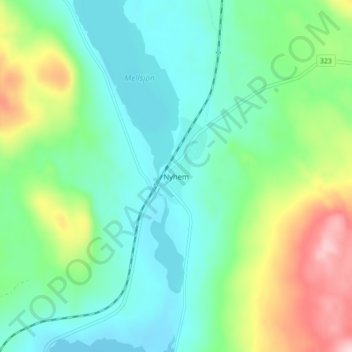Nyhem topographic map, elevation, terrain