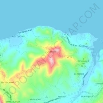 Clairmont topographic map, elevation, terrain
