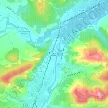 Domaine de Flassian topographic map, elevation, terrain