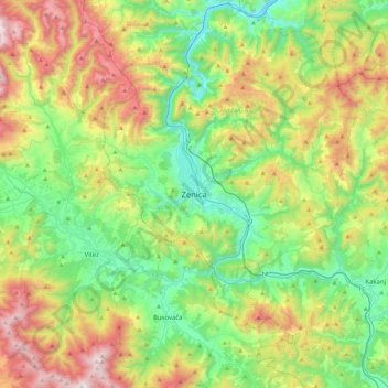 Zenica topographic map, elevation, terrain