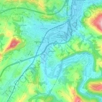 Zikuñaga topographic map, elevation, terrain