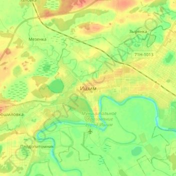 Ishim topographic map, elevation, terrain