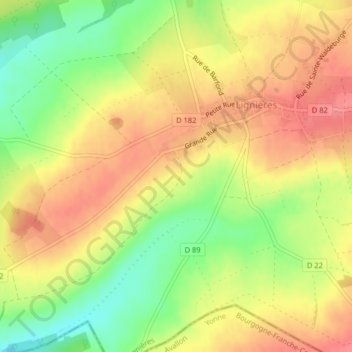 Vineuse topographic map, elevation, terrain