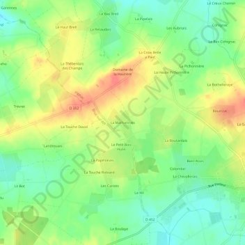 La Marhannais topographic map, elevation, terrain