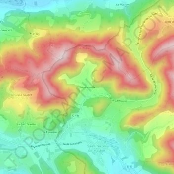 Chatelonnière topographic map, elevation, terrain