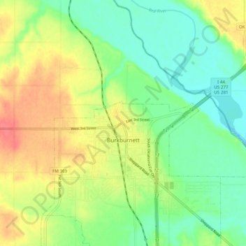 Burkburnett topographic map, elevation, terrain