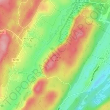 Le Duchet topographic map, elevation, terrain