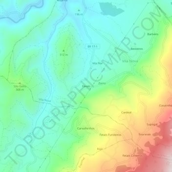 Favais topographic map, elevation, terrain