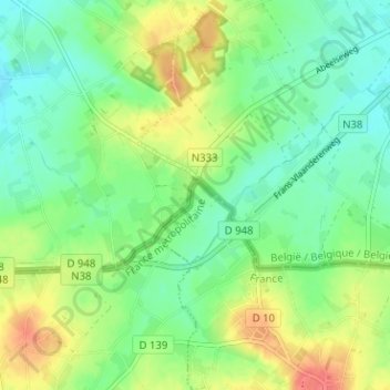 Abeele topographic map, elevation, terrain