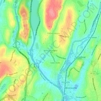 Mohegan Heights topographic map, elevation, terrain