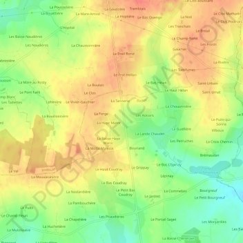Joly topographic map, elevation, terrain