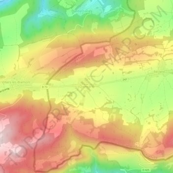 Damvant topographic map, elevation, terrain