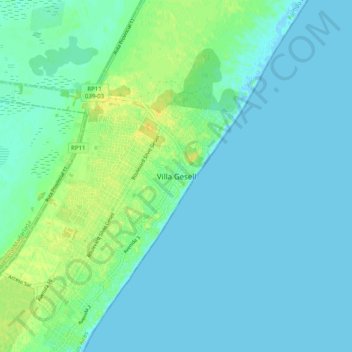 Villa Gesell topographic map, elevation, terrain